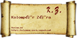 Kolompár Zóra névjegykártya
